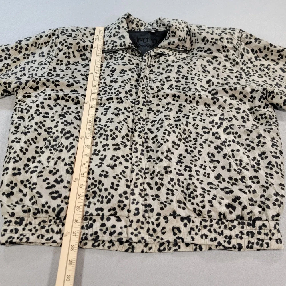 Fuda International Jacket Vintage 100% Silk Leopard Print 90s Y2K Women's XL